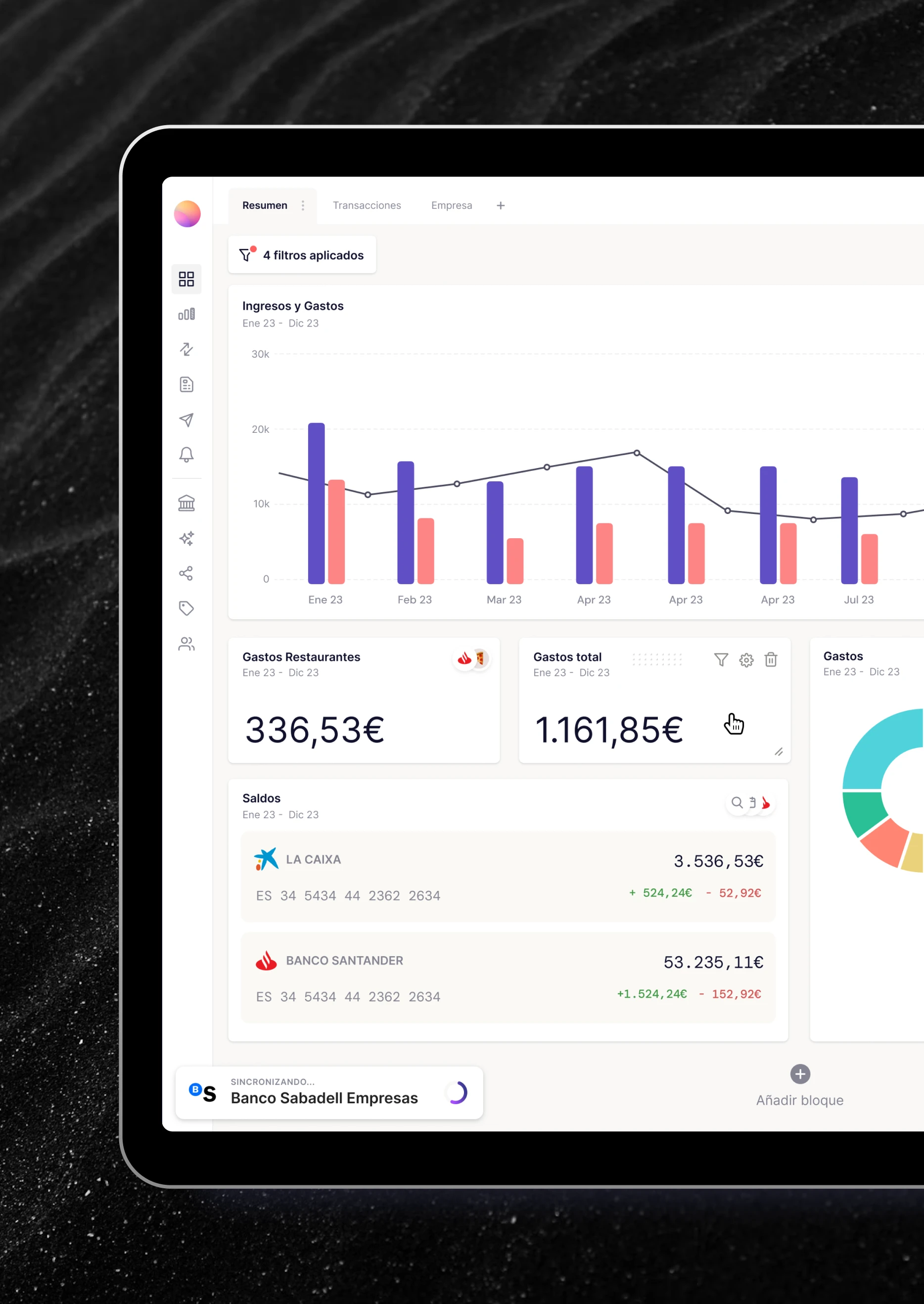 UX & UI, Dashboard - Banktrack
