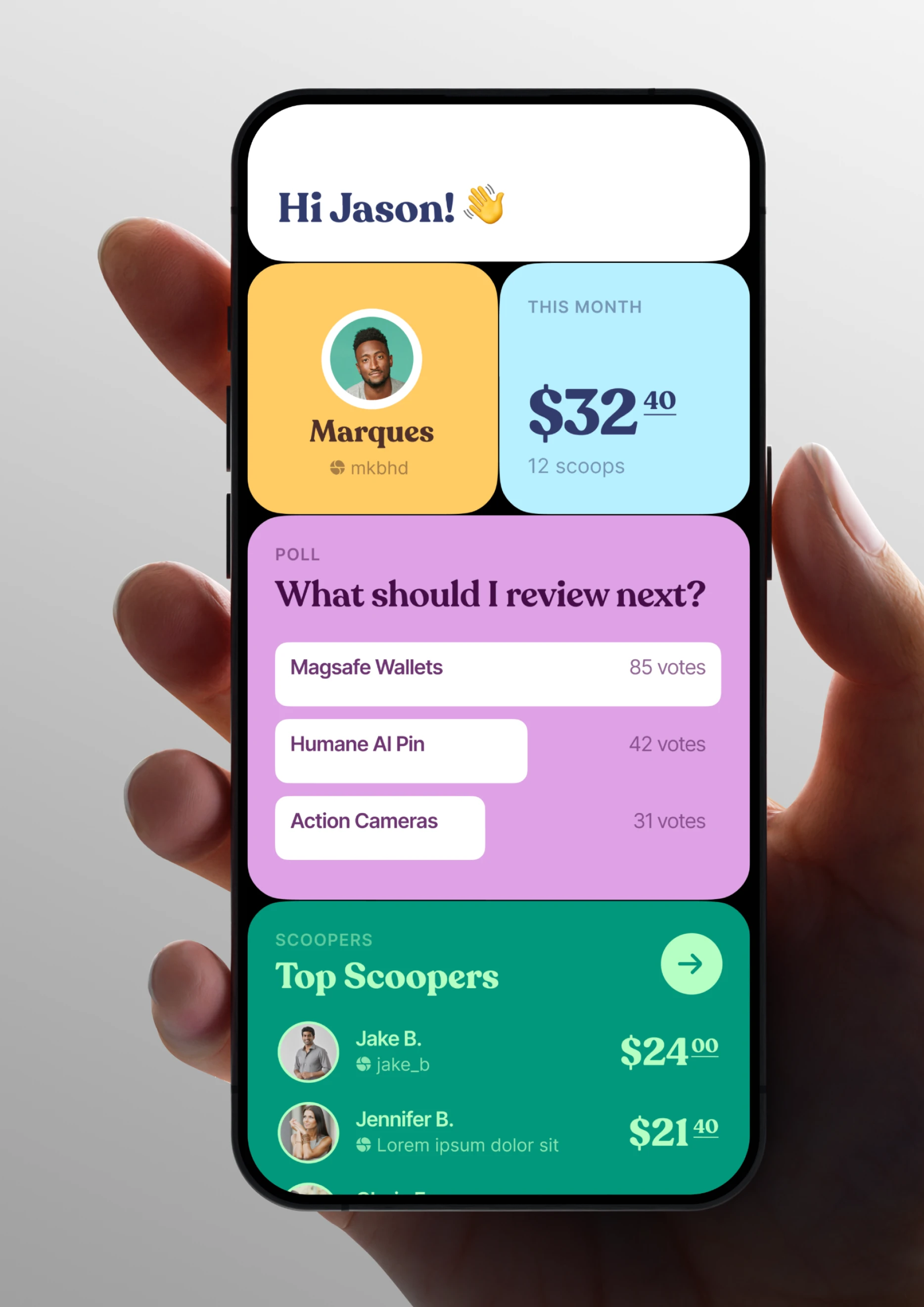 UX & UI, Mobile App - Scoop