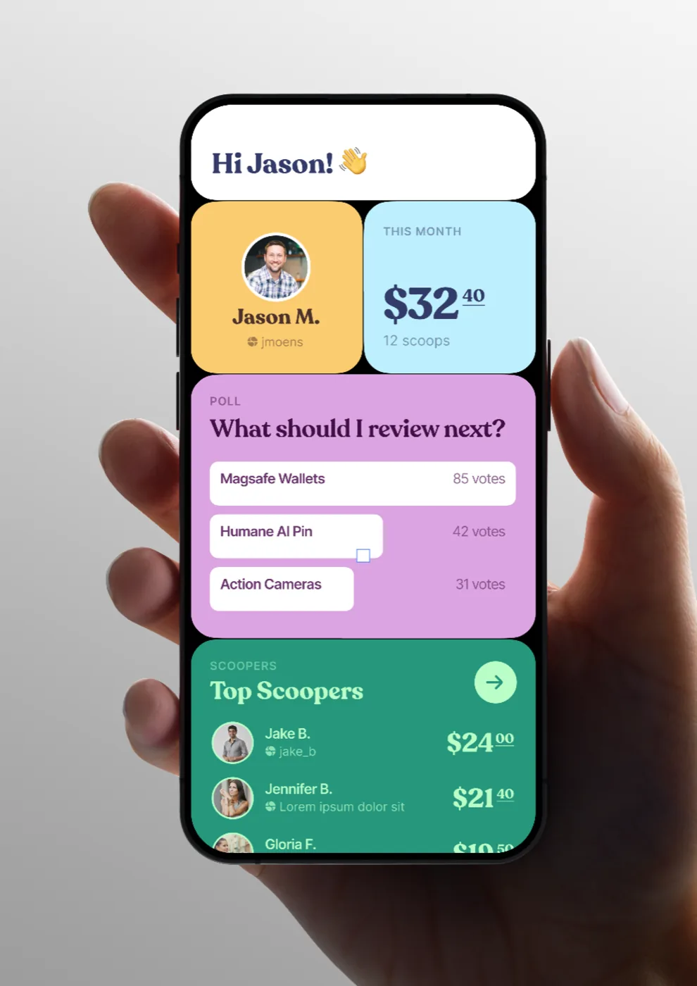 UX & UI, Mobile App - Scoop